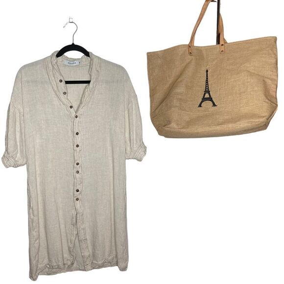 OC STYLE Linen Dress Size S & Paris Tweed Bag - Picture 5 of 10